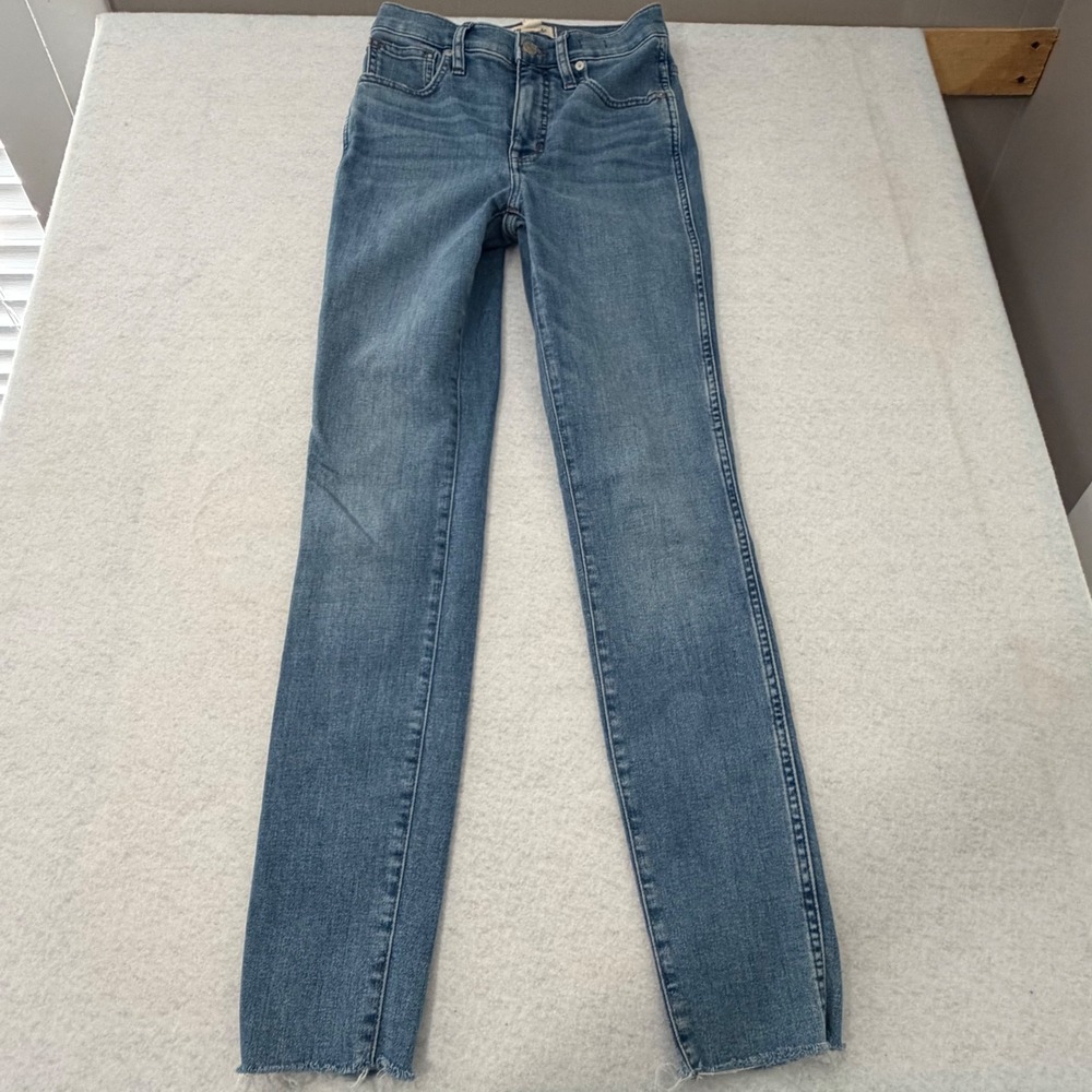 Madewell Womens 10 High-Rise Skinny Jeans Medium Wash Raw Hem Size 24